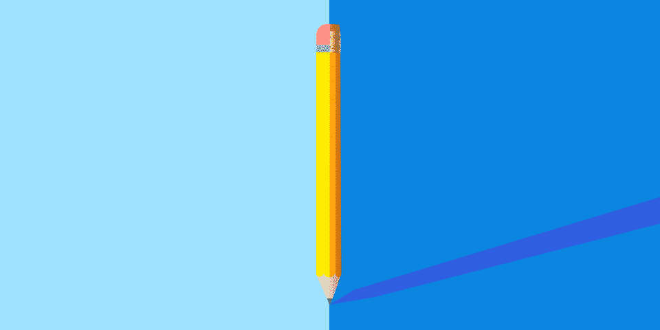 Flat design verses realism, as demonstrated by a pencil