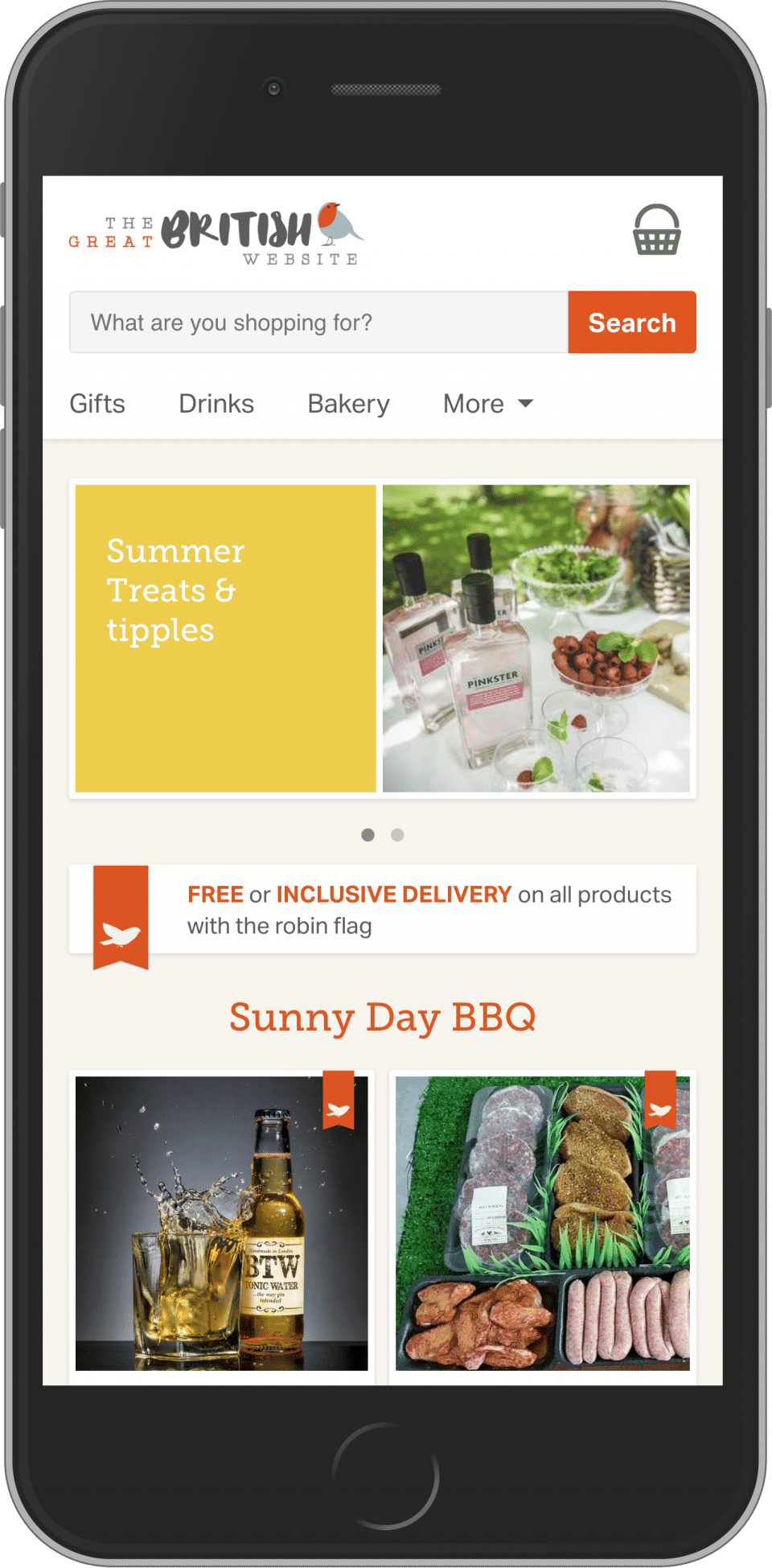 Smartphone displaying The Great British Website