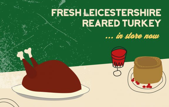 Graphic design to sell turkeys for the Christmas season for Bradley’s supermarket, a branch of Nisa based in Quorn.