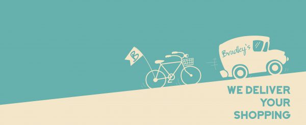 Graphic design showcasing delivery to Bradley’s supermarket, a store selling goods in Quorn.