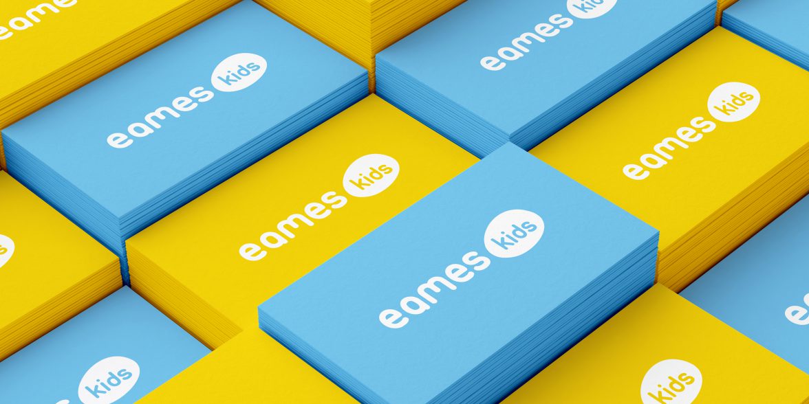 Business card for Eames Kids, creating a brand for this offshoot of Vertigo Interiors’ furniture design