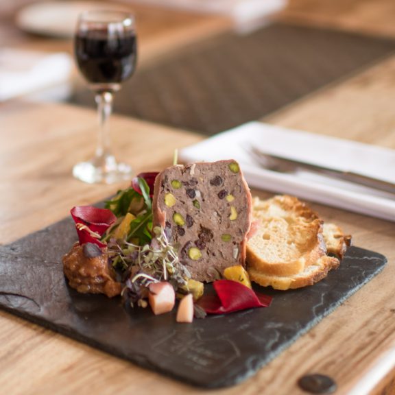 Photograph of the food served at the Manor House - pate and bread.