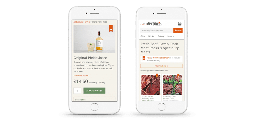 Web design and development for a ecommerce website selling British food and produce, The Great British website.