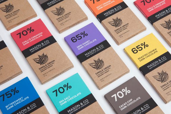 Chocolate packaging for Mason and Co, simple type based