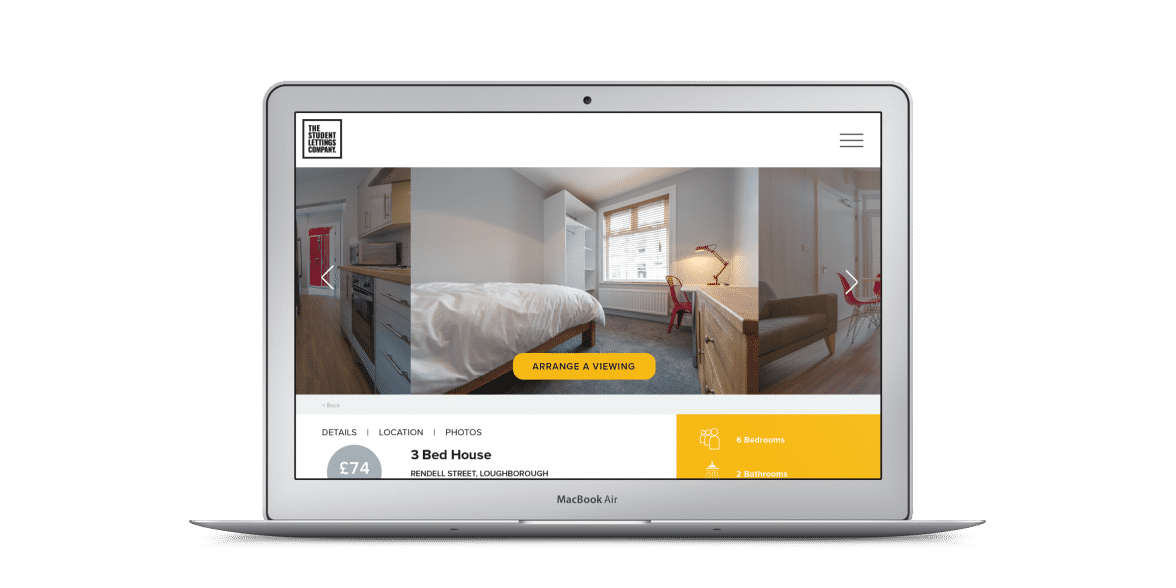 The students lettings company website on macbook