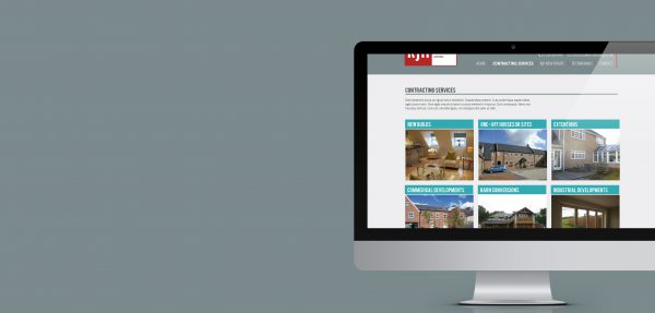 Macbook displaying RJH homes website, a construction firm based in Leicestershire.