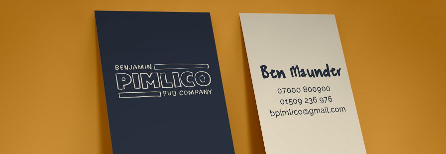 Front and back of business card for Benjamin Pimlico Pub Company