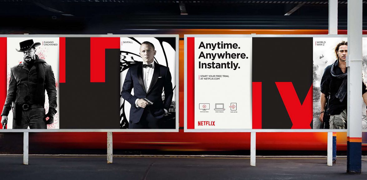 Flexible brands - Netflix posters - recognisable without the logo.