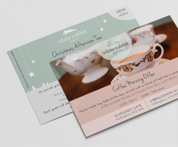 A coffee morning offer from White Rabbit teahouse based in Nottingham.