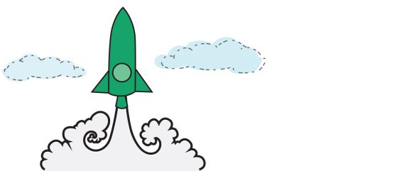 A rocket illustration to illustration businesses taking off after graduation when supoprted by Loughborough University.