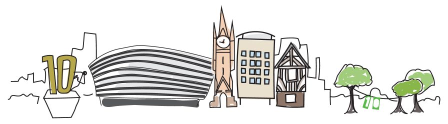 Creative Calling Leicestershire illustration showing landmarks from the area.