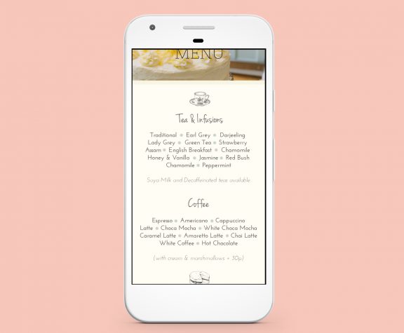 White Rabbit teahouse, based in Nottingham promotes tea and coffee on the site.