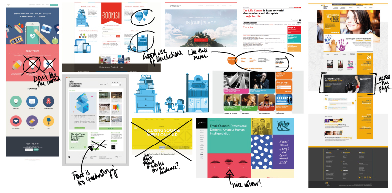 The web development process, moodboard feedback.