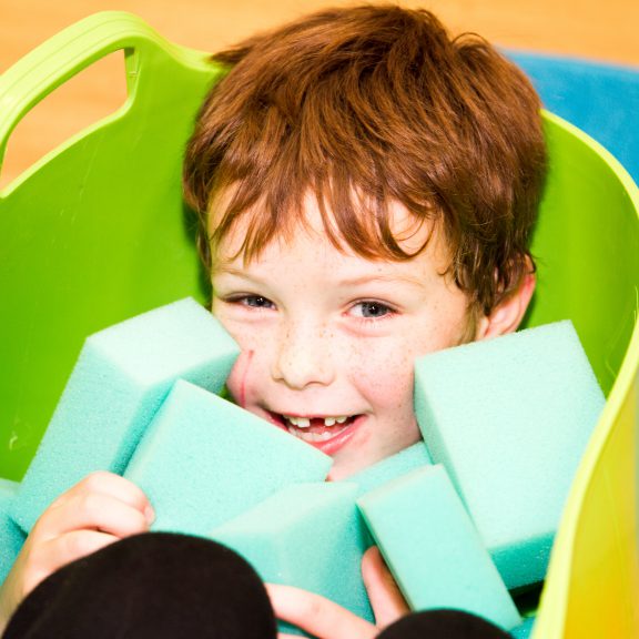 Interactive play with children and their parents - Sponge Play for Turned on its Head.