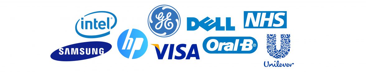 Which sectors are popular with blue logos? Technology and health.