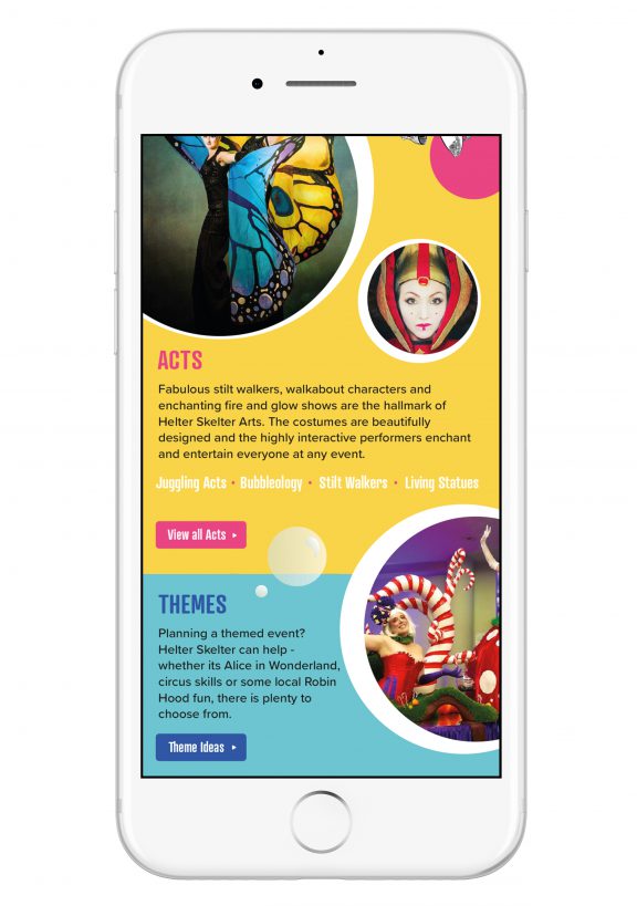 Mobile friendly website showcasing the Helter Skelter website