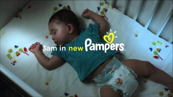 Pampers advert of a baby sleeping